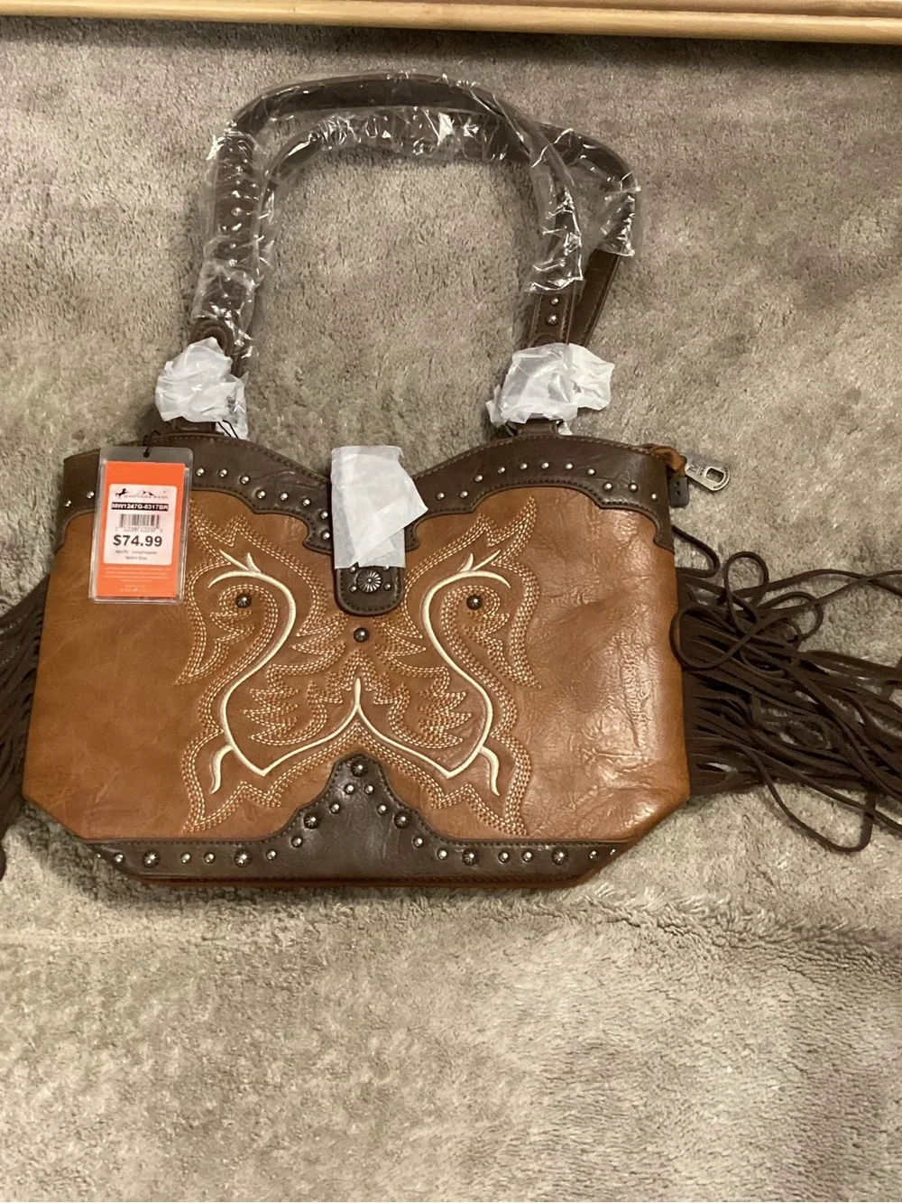 Montana West Brown and Tan Western Fringe Shoulder Bag